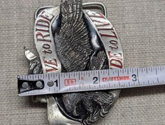 vintage USA made BIKER belt buckle LIVE TO RIDE america EAGLE motorcycle western