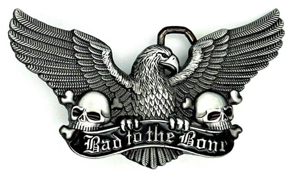 Bad to the Bone Skull & Eagle Belt Buckle Biker Motorcycle Gothic New