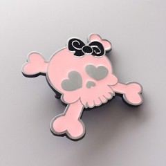 Vintage Pink Enamel Punk Rock Emo Tattoo Skull Girl Wedding Belt Buckle