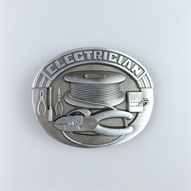 Antique Silver Trades Tradesman Electrician Tool Belt Buckle also Stock in US