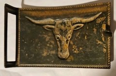 COPPER TONE BULL STEER HEAD BELT BUCKLE WESTERN VINTAGE