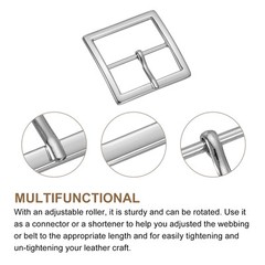 1.5&Prime; Single Prong Belt Buckle Square Center Bar Buckles for Belt Silver