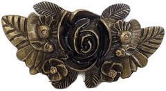 AL BERES AB 1.5” ANTIQUE PEWTER BRASS ROSE WITH AMBER CRYSTALS BELT BUCKLE ONLY
