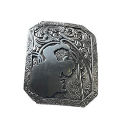 Nocona Mens Belt Buckle 3.75 x 2 in Cowboy Roper Western Rodeo Silver 1.5