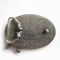 Silver Plated Western Rodeo Ropes Oval Blank Belt Buckle