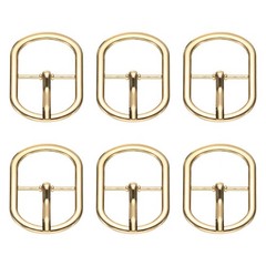6 Pcs 1 Inch Single Prong Buckles Oval Center Bar Buckles, Gold Tone