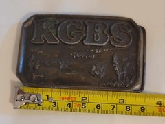 Vintage 1976 K G B S Radio Station Brass Buckle AM-1020 FM-97 Limited Edition