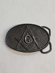 Vintage Masonic Masons BTS Brass Belt Buckle