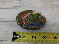 Vtg 1987 Yellowstone Colorado Silver Star Pewter Belt Buckle Made In USA Angler