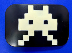 Video Game Arcade Icon Character Black & White Pixilated Pattern Belt Buckle