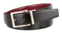 Men&rsquo;s Belt Genuine Leather Reversible Rotated 34, Silver Buckle-burg/Blk