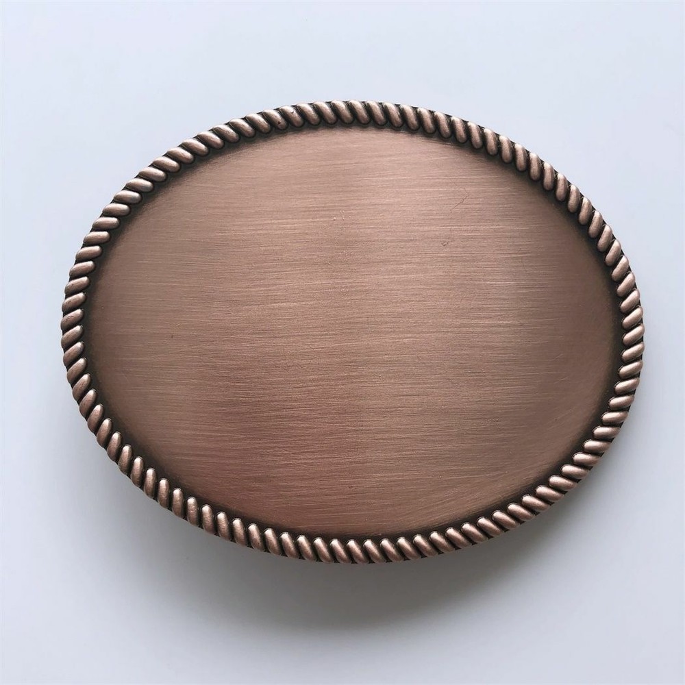 Red Copper Plated Western Rope Oval Blank Metal Fashion Belt Buckle