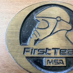 Vintage DynaBuckle MSA First Team Gas Mask Solid Brass Belt Buckle Provo Utah