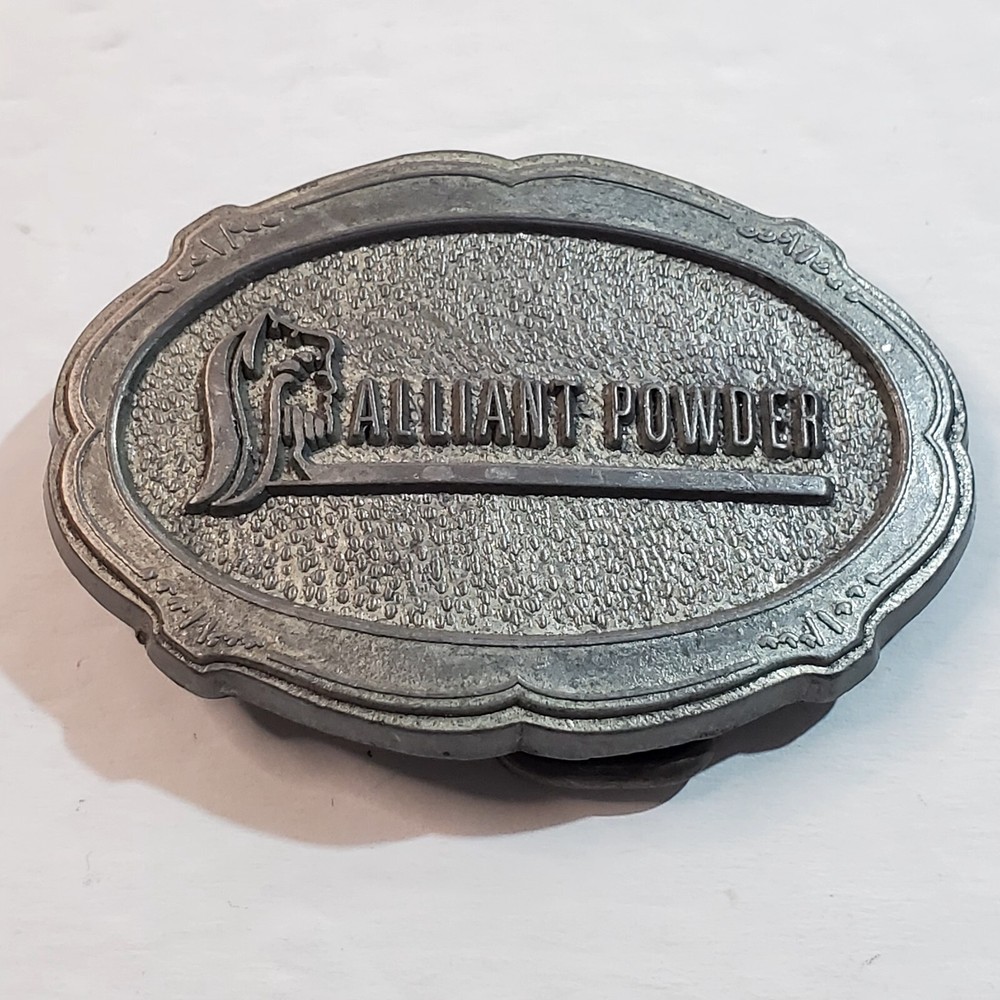 Vintage 1995 Pewter Tone Alliant Powder Belt Buckle Limited Edition Made In USA