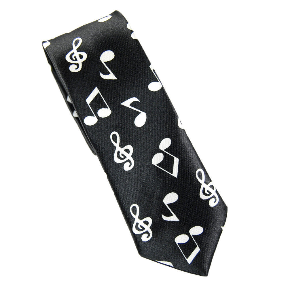 Retro TIE Black White MUSIC NOTES Slim Unisex necktie USA