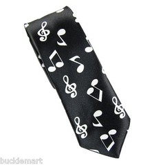 Retro TIE Black White MUSIC NOTES Slim Unisex necktie USA