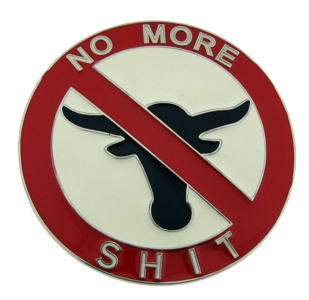 No More Bull Long Horn Belt Buckle Texas Cowboy Red Silver Metal New Big Rodeo