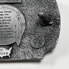 1991 Native American Crazy Horse Sioux Indian Chief Pewter Buckle Arroyo Grande