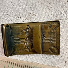 Vintage Justin Belt Co. Rodeo Cowboy Bucking Horse Belt Buckle Fort Worth, Texas