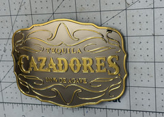 Tequila CAZADORES 100% De Agave Large Gold Colored Metal Belt Buckle 5&Prime; X 3 3/4&Prime;