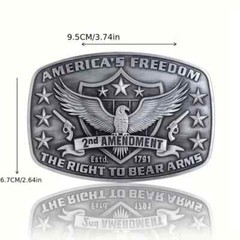 America Second Amendment Belt Buckle 2A, 2nd, Freedom, Guns Antique Silver Tone