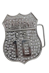 Men Silver Metal Belt Buckle CA State California 10 Freeway Bling Western Unisex