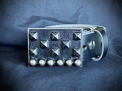 “Arrival Over the Nile” Studded Pyramid Lthr OOAK Buckle Darren McNeese