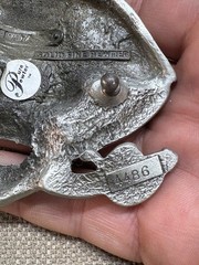 Pirate Skull Skeleton and Swords Belt Buckle 1997 Solid Fine Pewter colorful 4&Prime;