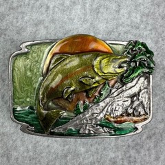 Vtg 1984 Siskiyou Buckle Co Salmon Fish Enameled Belt Buckle S-30 6.9 oz