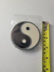Ying Yang Belt Buckle Black / White With Silver Outlines