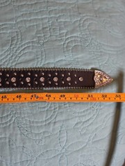 Women&rsquo;s Black Cross Rhinestone Western Motorcycle Bling Leather Belt
