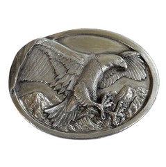Vintage 1984 Bergamot Brass Works Eagle Silver Tone Pewter Belt Buckle W-146 USA