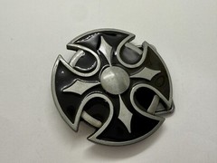 Maltese Celtic Iron Cross Religious Black Enamel Cutout Gothic Punk Belt Buckle