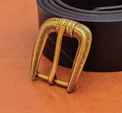 25MM Gold Plated Western Cowboy Prong Leathercraft 3-Piece Set Pin Belt Buckle