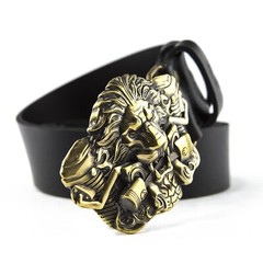 Biker belt buckle BURNING LION, Handmade biker animal lion style