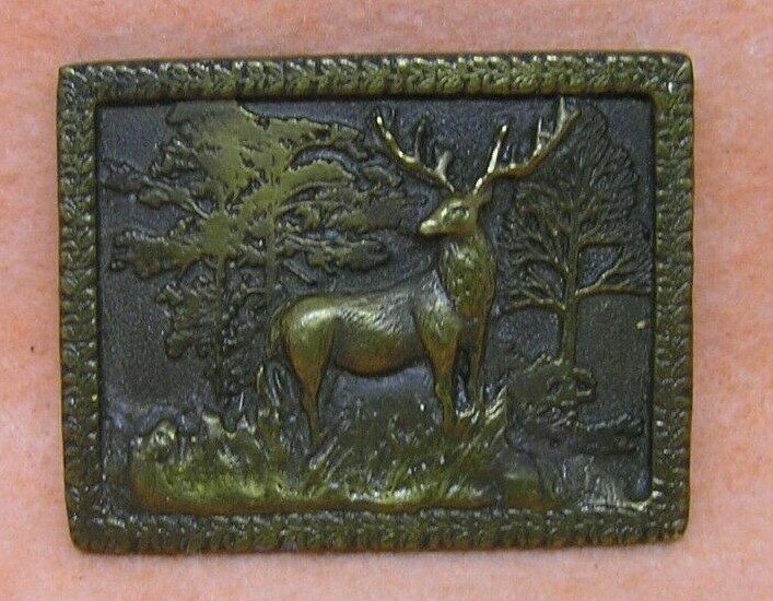 Vintage ~ Big Buck In Wilderness / Nature Scenery 3D Metal Belt Buckle ~ Adezy