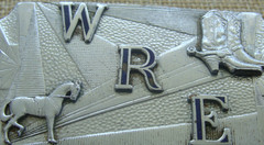 VTG WRE Silvertone Hook-Fast Belt Buckle w 3-D Horse & Cowboy Boots