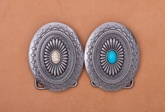 Huge Vintage White Bead Indian Tribal Ethnic Floral Turquoise Belt Buckle