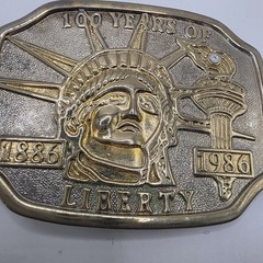 Vintage 100 Years of Liberty 1986 Gold Tone Metal Belt Buckle. Great Condition