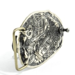 Viking warship Drakkar german silver buckle, Scandinavian Nordic Celtic warrior
