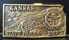 Kansas State Parks & Resources Authority Logo 1987 Park It Belt Buckle Brass LE