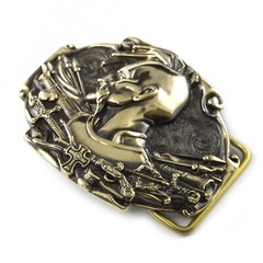 Belt buckle Cossack, Handmade Ukrainian warrior military solid brass buckle