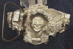 VTG Siskiyou Pewter & Enamel Biker Belt Buckle Skull & Crossbones Wheel & Wings