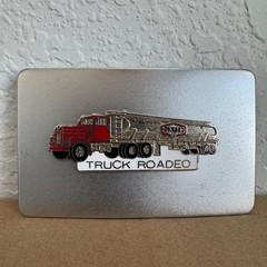 Vintage Texaco Truck Rodeo Silver Metal Belt Buckle