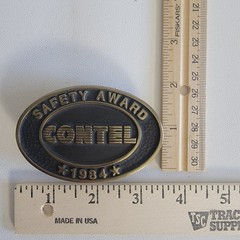 Contel Safety Award Belt Buckle 1984 Anacortes Brass Works Solid Brass