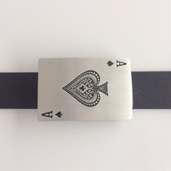 Antique Brushed Silver Black Enamel Casino Rectangle Belt Buckle also US Stock