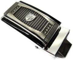Men&rsquo;s Automatic Belt Buckle Silver Tone & Black Fashion