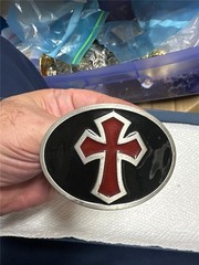 Vintage Kerusso Gothic Black and Red Cross Belt Buckle