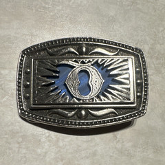 CII New York Men&rsquo;s Western Belt Buckle Silver/Blue Rectangular Fits 1.5&Prime;