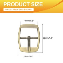 6 Pcs 0.8 Inch Single Prong Buckles Square Center Bar Buckles, Bronze